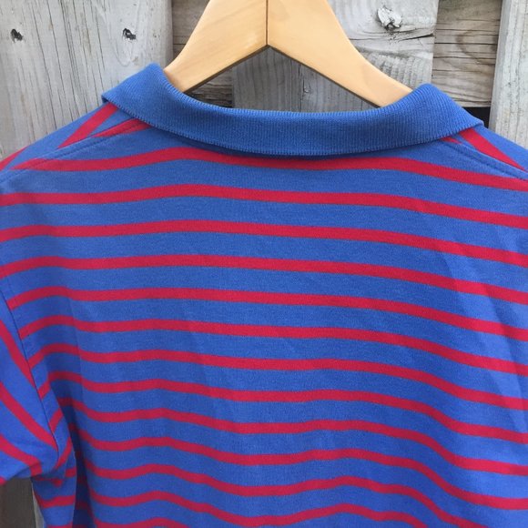 Land's End men's blue & red striped polo tee - size M - Picture 6 of 7
